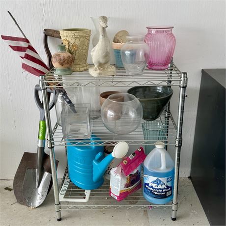 3-Tier Metal Wire Shelf/Storage Rack AND Contents