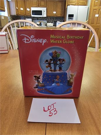 Disney Musical Water Globe In Box Limited Edition Happy Birthday