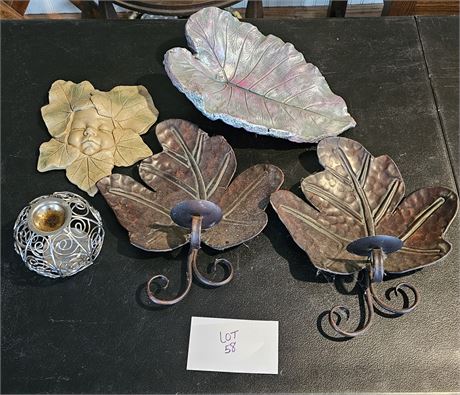 Metal Leaf Wall Mount Candle Holders, Concrete Leaf Decor & More