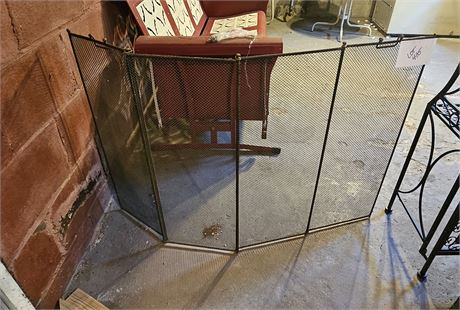 Vintage 4 Part Folding Fireplace Heavy Metal Screen