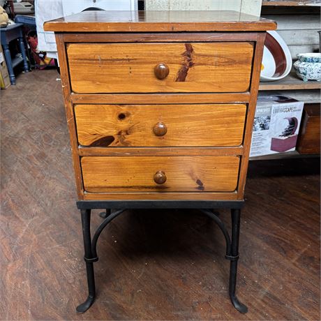 3-Drawer Accent Table w/ Iron Legs - 17 x 16 x 30"H