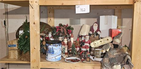 Christmas Shelf Cleanout- Mixed Decor- Santas, Ornament's, Faux Floral, Candles,