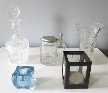 Vase, Decanter, Glass Stein, Candle Holders