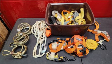 Bucket of Straps,Bungee, Ropes