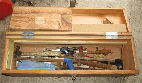 Wood Tool Box With Tools