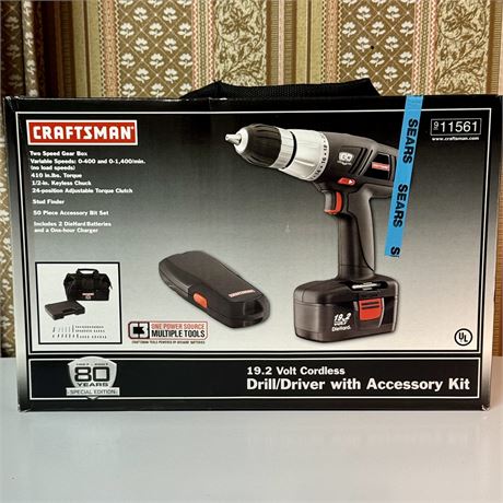 Sealed - Craftsman 19.2 Volt Cordless Drill/Driver w/ Accessory Kit