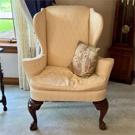Hickory Chair Co. Ivory Wingback Chair w/ Ball and Claw Legs