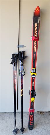 Dynastar BigMax 3 Skis w/ Rossingnol Bindings and 2 sets of Scott Poles in bag.