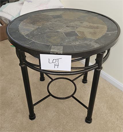 Metal & Tile Top Round Side Table