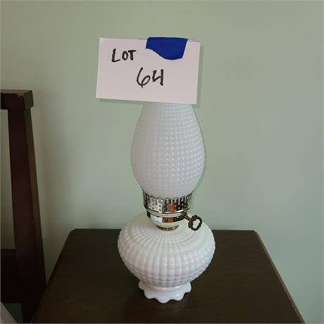 Milk Glass Electric Oil Lamp Style Side Lamp