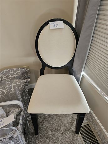 Wood Side Chair With White Canvas Style Material