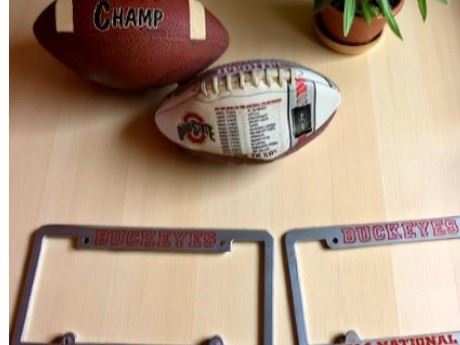 Ohio State Buckeyes 2014 National Champs Footballs, License Plate Covers