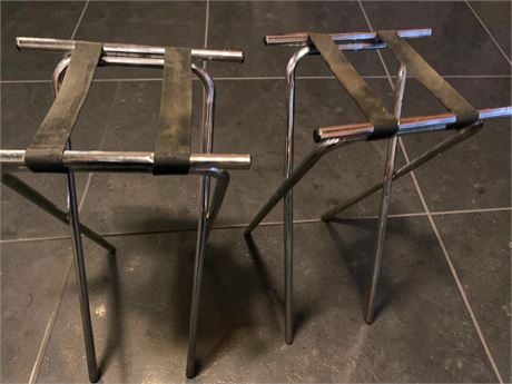 Industrial Tubular Steel Folding Restaurant Tray Stands (Lot of 2)