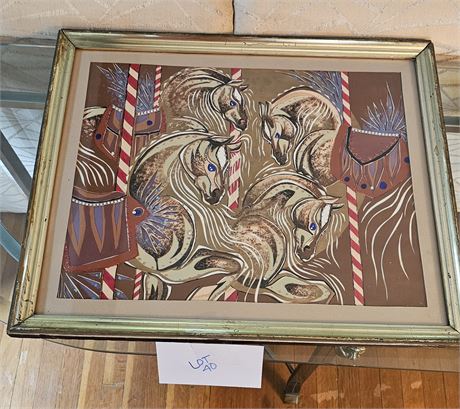 Framed Paper Art Carousel Painting