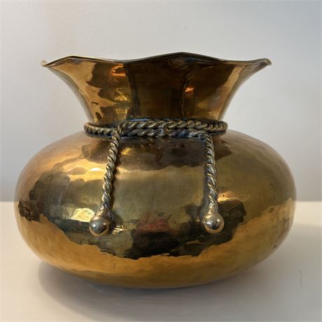 Vintage Hammered Brass Decorative Vase