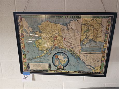 Alaska Steamship Co. Territory of Alaska Travel Route Map