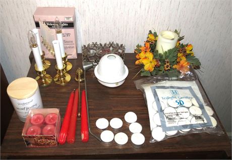 Assorted candles, Candle Holders