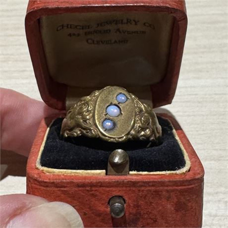 Antique Victorian Nude Woman Risque Ring w/ Box - Men's Size 11
