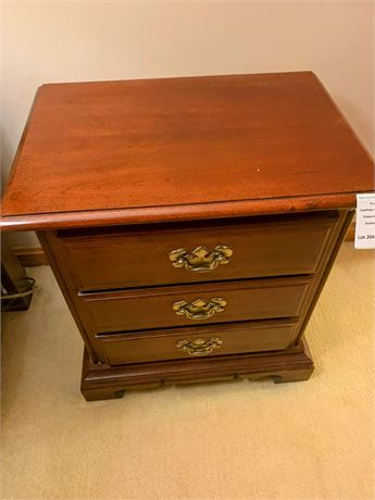 Vintage Cherry Wood 3 Drawer Nightstand