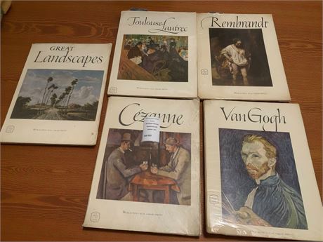 Five 1950s Abrams Art Books - Toulouse-Lautrec, Rembrandt, Cézanne & Van Gogh