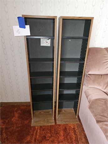 (2) Wood VHS/DVD Storage Tower Units