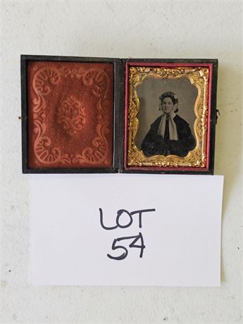 Antique Tin Type Female Subject Photos 1860's Era With Frame