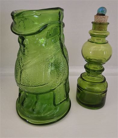 Green Kanawha Glass Toby Pitcher