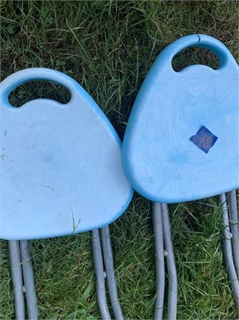 Pair Of Fold-Up Camping/Fishing Seat Stools Plastic Seat Metal Legs