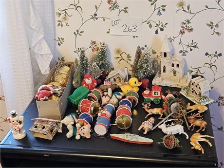 Mixed Vintage Christmas / Putz Houses / Bottle Brush Trees & More