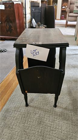 Wood Vintage Side Table & Magazine Rack