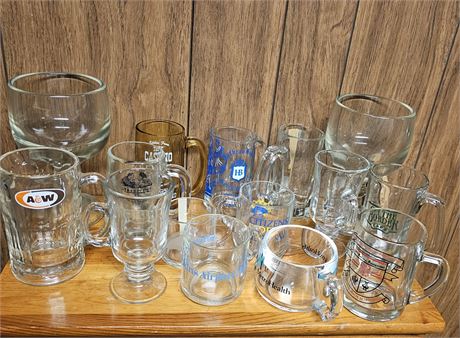 Large Glass Mug Lot