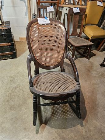 Antique Wood & Cane Rocking Chair