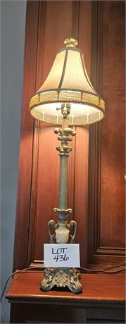 Sage Green and Marble Candlestick Lamp