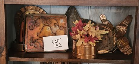 Vintage Copper Punch Trivet, Candle Holder Tray, and More