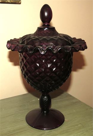 Vintage Viking Yesteryear Amethyst Purple Pineapple Candy Dish