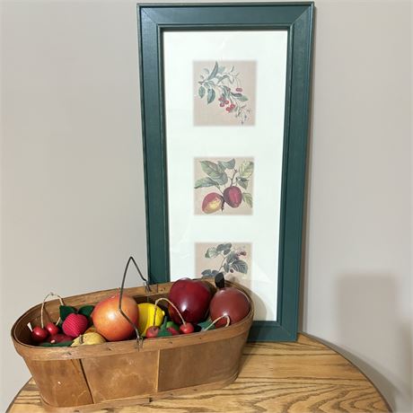 Basket w/ Wooden Fruit and Coordinated Art Print