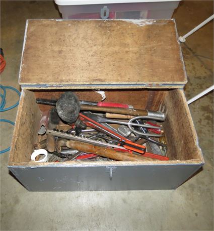 Wood Toolbox With Tools