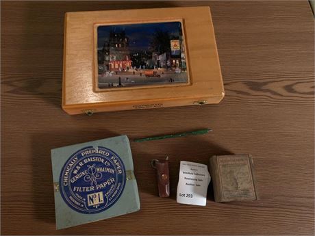 Wood Montecristo Cigar Box Dominican Republic W/Streets Scene