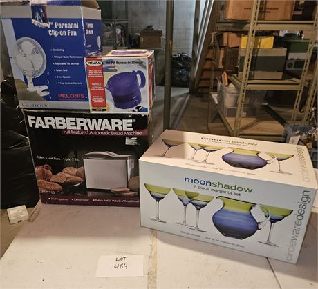 Mixed Kitchen Lot- Bread Machine, Margarita Set, Fan & Hot Pot