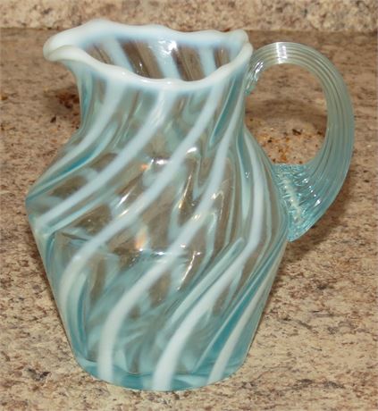 Fenton Spiral Optic Blue Opalescent Creamer