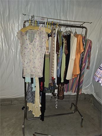 Clothes Rack with All Season Ladies Clothes Size 4