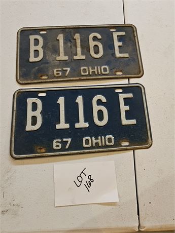 Vintage 1967 Ohio License Plate Set