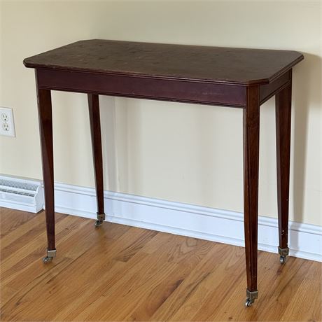 Antique Lift Top Rolling Flatware Storage Table - 31 x 15.5 x 27.5"T