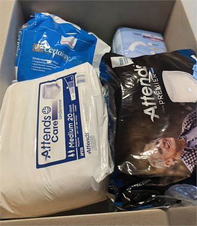 Attends Adult Incontinence Briefs & McKesson StayDry Disposable Wash Cloths