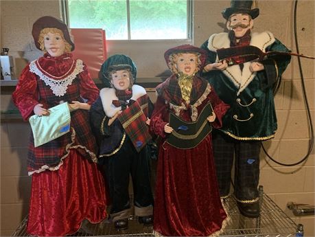 Giant Old World Style Victorian Costumed Christmas Caroler Display Set Of 4