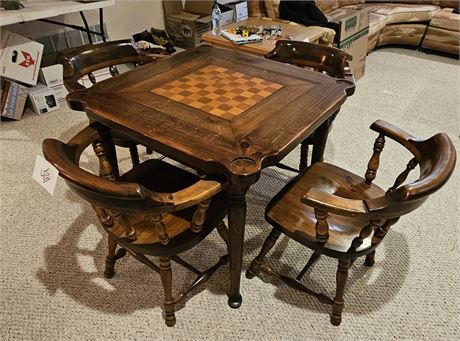 Solid Wood Gaming Table w/ 4 Chairs