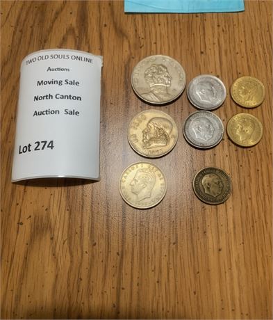 Spanish Coin Lot of 8 Various Denominations