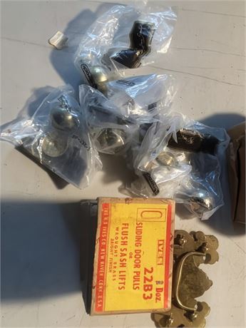 H.B. Ives Brass Flush Sash Lift/Sliding Door Pull Hardware Lot
