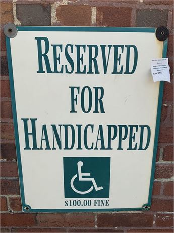 Reserved for Handicapped Metal Parking Sign