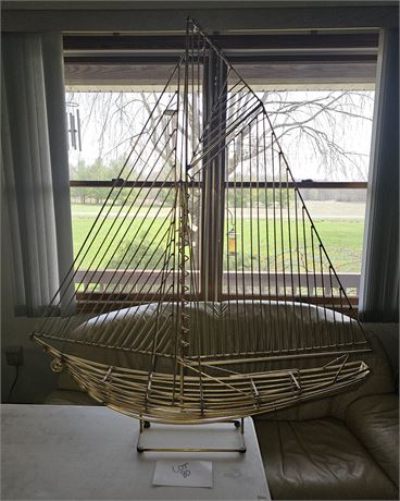 1970's Era Curtis Jere Iconic Brass Sailboat